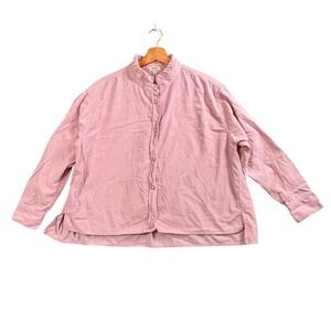 Dylan Corduroy Shirt Womens XS Pink Ruffle Neck Button Down Cottagecore